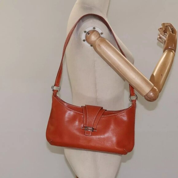 CELINE Shoulder Bag Leather Orange Auth EC246 - Picture 14 of 16